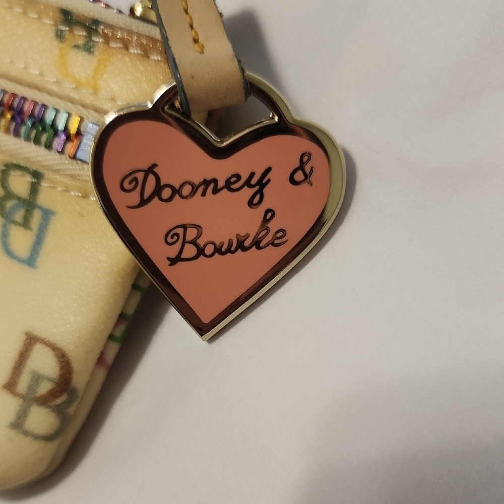 Dooney & Bourke Tan Multicolor Logo Keychain Pouch - Picture 2 of 10